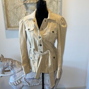 SPLIT corduroy belted jacket light tan‎ Sz L